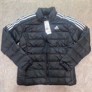 Adidas Essentials Down Puffer Jacket Women's Size Large Black White GH4593‎ NEW